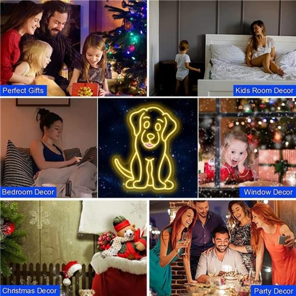 Dog Neon Sign for Wall Decor,  USB Powered LED Signs Dog  (Gold) - Picture 6 of 7